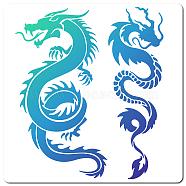 PET Plastic Drawing Painting Stencils Templates, Square, Creamy White, Dragon Pattern, 30x30cm(DIY-WH0244-138)