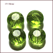 Imitation Austrian Crystal Beads, Grade AAA, Faceted, Flat Round, Yellow Green, 10x5mm, Hole: 0.9~1mm(SWAR-F065-10mm-17)