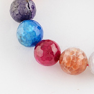Dyed Natural Multi-Color Agate Beads Strands, Faceted Round, Colorful, 6mm, Hole: 1mm, about 61~62pcs/strand, 14.37 inch(36.5cm)(G-R177-6mm-07-01)