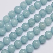 Natural & Dyed Malaysia Jade Bead Strands, Imitation Aquamarine, Round, Aqua, 10mm, Hole: 1.0mm, about 38pcs/strand, 15 inch(G-A146-10mm-A25)