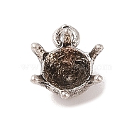 Tibetan Style Alloy Charms, Cadmium Free & Lead Free, Tortoise, Antique Silver, 13.5x10x6.5mm, Hole: 1.6mm(TIBE-Q090-28AS)