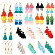 SUNNYCLUE 224Pcs 18 Style 4 Sizes Nylon Tassel Pendant Decoration, with Golden Brass Findings and Iron Jump Rings, Mixed Color, 23~27x5mm, Hole: 4mm(AJEW-SC0001-26)
