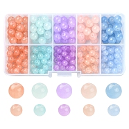 250Pcs 10 Style Imitation Jade Glass Beads, Round, Mixed Color, 6~8mm, Hole: 1mm(GLAA-FS0001-31)