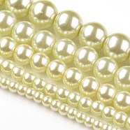 Dyed Glass Pearl Round Beads Strands, Honeydew, 4mm/6mm/8mm/10mm/12mm, Hole: 1mm, about 70~216pcs/strand(HY-X0001-08)