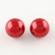 Round ABS Plastic Imitation Pearl Beads, Red, 20mm, Hole: 2mm, about 120pcs/500g(OACR-R053-11)