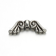 Wing Tibetan Style Alloy Beads, Cadmium Free & Lead Free, Antique Silver, 7.2x20.2x4mm, Hole: 1mm(TIBEB-ZN-9164-AS-RS)
