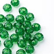 Glass European Beads, Large Hole Beads, No Metal Core, Rondelle, Dark Green, 14x8mm, Hole: 5mm(GDA007-18)