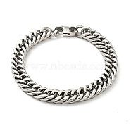 201 Stainless Steel Cuban Link Chains Bracelet for Men Women, Stainless Steel Color, 7-7/8 inch(19.9cm)(BJEW-H550-03D-P)