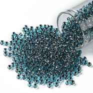TOHO Round Seed Beads, Japanese Seed Beads, (748) Copper Lined Light Aqua, 8/0, 3mm, Hole: 1mm, about 1110pcs/50g(SEED-XTR08-0748)