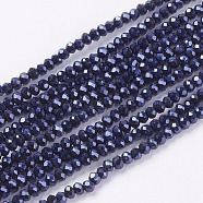 Electroplate Glass Beads Strands, Full Plated, Faceted, Rondelle, Hematite Plated, 3x2mm, Hole: 0.8mm, about 185~190pcs/strand, 14.9~16.9 inch(38~43cm)(GLAA-F076-FP01)