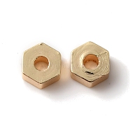 Rack Plating Brass Beads, Cadmium Free & Lead Free, Long-Lasting Plated, Hexagon, Real 14K Gold Plated, 4x4.5x2mm, Hole: 1mm(KK-C020-07LG)