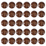 30Pcs Resin Shank Buttons, Half Round, Coconut Brown, 21x13mm, Hole: 4mm(BUTT-CA0001-21)