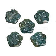 Natural Indian Agate Carved Pendants, Flower Charms, 28.5x29.5x5mm, Hole: 1.2mm(G-B097-01A-14)