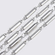 Tarnish Resistant 304 Stainless Steel Chains, Bar Link Chains, Soldered, Stainless Steel Color, 15x3x1.2mm(STAS-P197-046P)