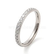 304 Stainless Steel Rings, with Cubic Zirconia, Stainless Steel Color, 2.3mm, US Size 7(17.3mm)(RJEW-K268-06P)