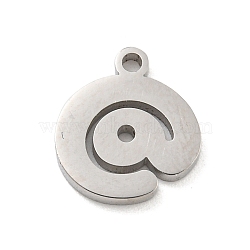 304 Stainless Steel Pendants, Symbol Charm, @, 11x10x1.5mm, Hole: 1.2mm(STAS-M069-02C-P)