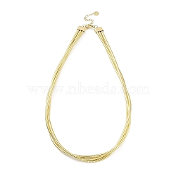 304 Stainless Steel Multi Layered Round Snake Chain Necklaces for Women, Real 18K Gold Plated, 17.52 inch(44.5cm)(NJEW-C055-03G)