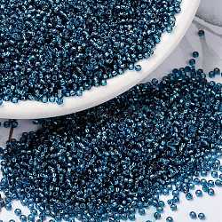 MIYUKI Round Rocailles Beads, Japanese Seed Beads, 15/0, (RR1445) Dyed Silver Lined Blue Zircon, 1.5mm, Hole: 0.7mm, about 5555pcs/10g(X-SEED-G009-RR1445)