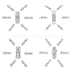 SUNNYCLUE 80 Sets 4 Style Brass Screw Clasps, Column, Platinum, 20sets/style(KK-SC0002-21)