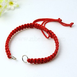 Nylon DIY Bracelet Making, with Brass Rings, Platinum, Red, 140~175x4~7.5mm(AJEW-C002-10)