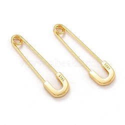 925 Sterling Silver Safety Pins Earrings, with 925 Stamp, Golden, 30.5x8x2mm, Pin: 0.8mm(EJEW-H110-17G)