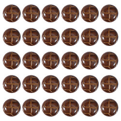 30Pcs Resin Shank Buttons, Half Round, Coconut Brown, 21x13mm, Hole: 4mm(BUTT-CA0001-21)