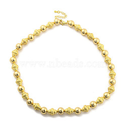 Rack Plating Brass Beaded Necklaces, Cadmium Free & Lead Free, Long-Lasting Plated, Round, Real 18K Gold Plated, 17.91 inch(455mm)(NJEW-P307-05G)