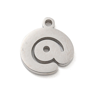 304 Stainless Steel Pendants, Symbol Charm, @, 11x10x1.5mm, Hole: 1.2mm