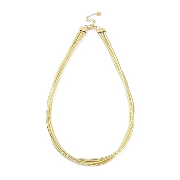 304 Stainless Steel Multi Layered Round Snake Chain Necklaces for Women, Real 18K Gold Plated, 17.52 inch(44.5cm)