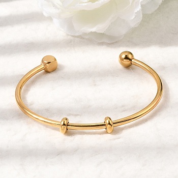 304 Stainless Steel Cuff Bangles, Torque Bangles for Women, Ion Plating(IP), Long-Lasting Plated, Golden, Inner Diameter: 2.44x1.77 inch(6.2x4.5cm)