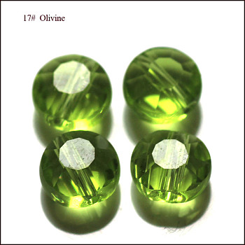 Imitation Austrian Crystal Beads, Grade AAA, Faceted, Flat Round, Yellow Green, 10x5mm, Hole: 0.9~1mm