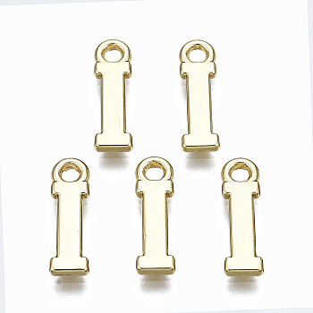 Alloy Charms, Cadmium Free & Nickel Free & Lead Free, Alphabet, Real 16K Gold Plated, Letter.I, 14x4x1mm, Hole: 1.6mm