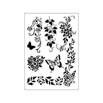 PET Plastic Hollow Out Drawing Painting Stencils Templates, Rectangle, Butterfly Pattern, 300x200mm