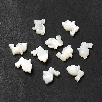 Natural White Shell Beads, Rabbit, Seashell Color, 11x11x3.5mm, Hole: 0.7mm