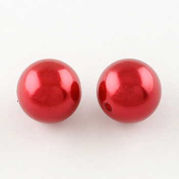 Round ABS Plastic Imitation Pearl Beads, Red, 20mm, Hole: 2mm, about 120pcs/500g