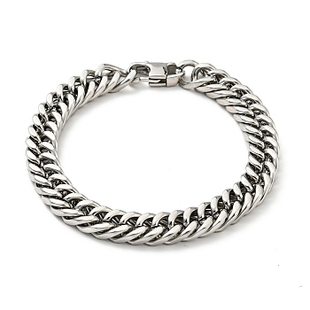 201 Stainless Steel Cuban Link Chains Bracelet for Men Women, Stainless Steel Color, 7-7/8 inch(19.9cm)