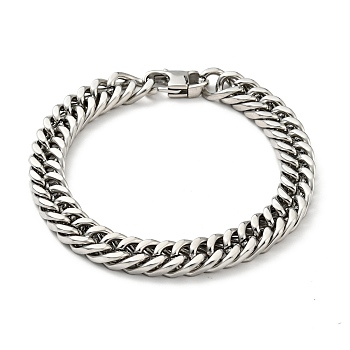 Non-Tarnish 201 Stainless Steel Cuban Link Chains Bracelet for Men Women, Stainless Steel Color, 7-7/8 inch(19.9cm)