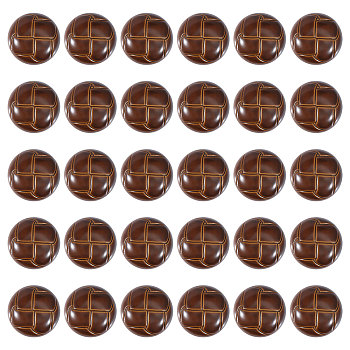 30Pcs Resin Shank Buttons, Half Round, Coconut Brown, 21x13mm, Hole: 4mm