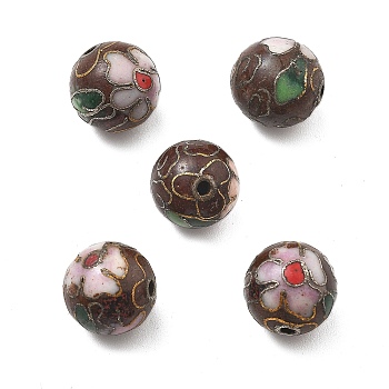 Handmade Cloisonne Beads, Round, Coconut Brown, 10mm, Hole: 1.2mm