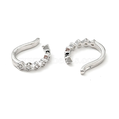 Boucles d'oreilles manchette losange en zircone cubique transparente(EJEW-G295-14P)-2