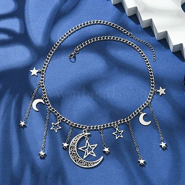 colliers à pendentif en alliage étoile et croissant de lune(NJEW-TA00119)-2