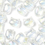 1 Strand Electroplate Glass Beads Strands, AB Color Plated, Cat Shape, Clear AB, 10.5x8x5mm, Hole: 1.1mm, about 65pcs/strand, 25.20 inch(64cm)(EGLA-YW0005-33)