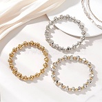3Pcs CCB Plastic Beads Stretch Bracelets for Women, Round & Polyhedron, Mixed Color, Beads: 6.5x8.5mm, Inner Diameter: 2.09 inch(5.3cm)(BJEW-JB13242)