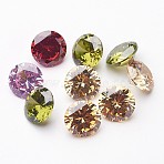 Mixed Grade A Diamond Shaped Cubic Zirconia Cabochons, Faceted, 9x5.3mm(X-ZIRC-M002-9mm)