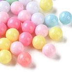 Opaque Resin European Beads, Large Hole Beads, No Hole, Round, Mixed Color, 5mm(RESI-G134-03A)
