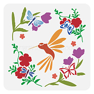 PET Hollow Out Drawing Painting Stencils, for DIY Scrapbook, Photo Album, Hummingbird, 30x30cm(DIY-WH0391-0894)