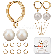 Beebeecraft DIY Pearl Earring Making Kits, Including Natural Pearl Beads, Brass Hoop Earring Findings & Pins, 304 Stainless Steel Jump Rings, Golden, 24pcs/box(DIY-BBC0001-06)