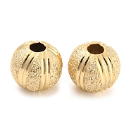 Brass Beads, Cadmium Free & Lead Free, Textured, Round, Real 24K Gold Plated, 6x5mm, Hole: 1.5mm(KK-A187-05G)