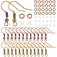 Elite 400Pcs 2 Colors Iron Earring Hooks, with Horizontal Loops, with 400Pcs Jump Rings and 400Pcs Plastic Ear Nuts, Mixed Color, 19.5mm, Hole: 2mm, 22 Gauge, Pin: 0.6mm, 200Pcs/color(DIY-PH0009-58)