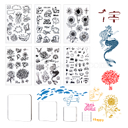 Globleland PVC Plastic Stamps, for DIY Scrapbooking, Photo Album Decorative, Cards Making, Stamp Sheets, with Acrylic Stamping Blocks Tools & Chassis, Mixed Patterns, 16x11x0.3cm, 6styles, 1sheet/style, 6sheets/set(DIY-GL0001-38)